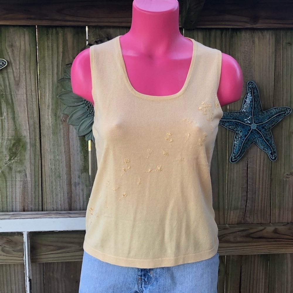 Rena Rowan Yellow Floral Sleeveless Sweater